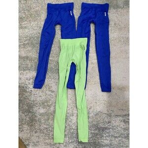 BO + Tee Blue Green High Waisted Leggings Size XS Seamless Scrunch Full Length